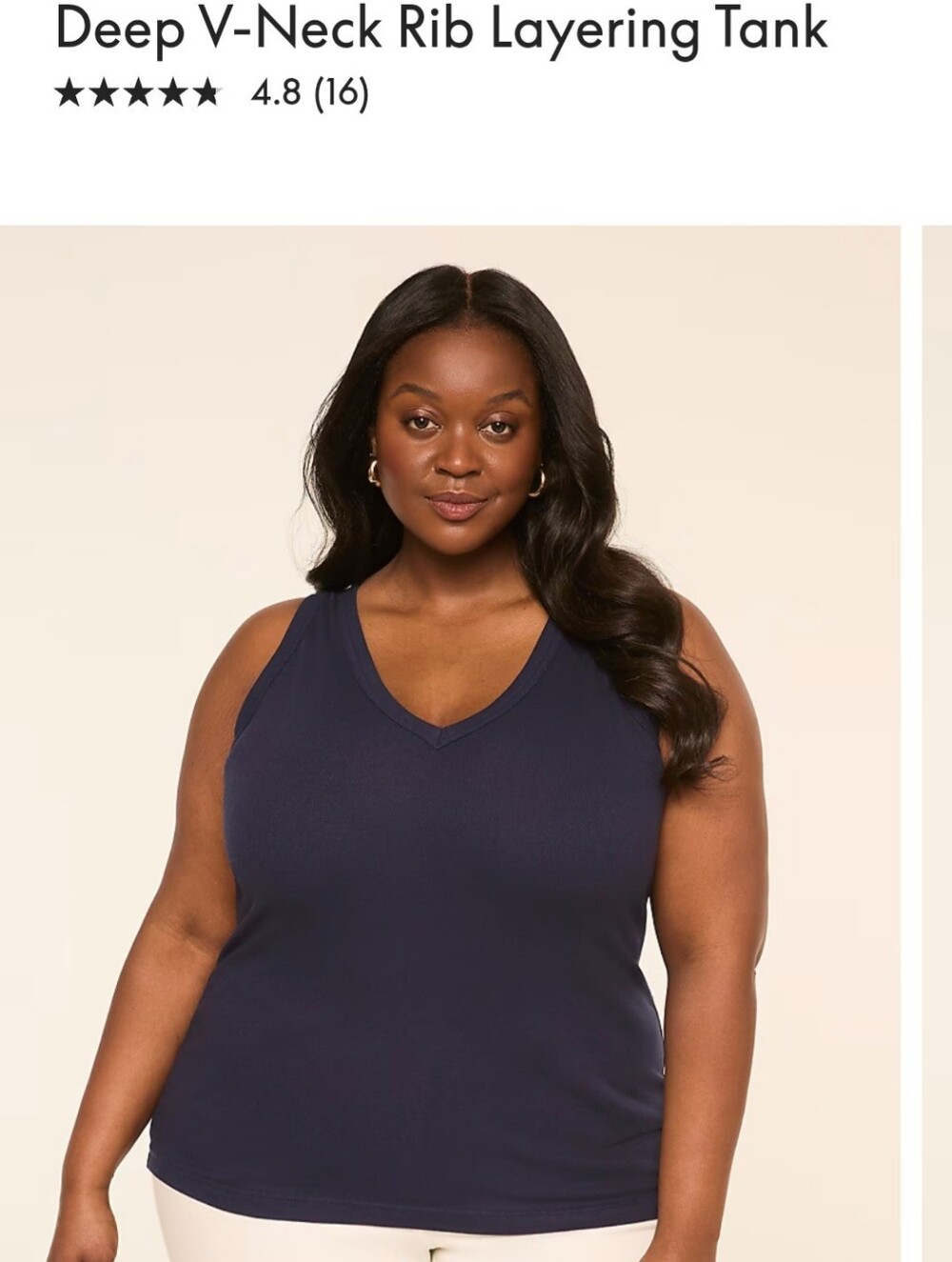 Navy Blue Lane Bryant Deep V-Neck Rib Layering Tank 22/24 NWT